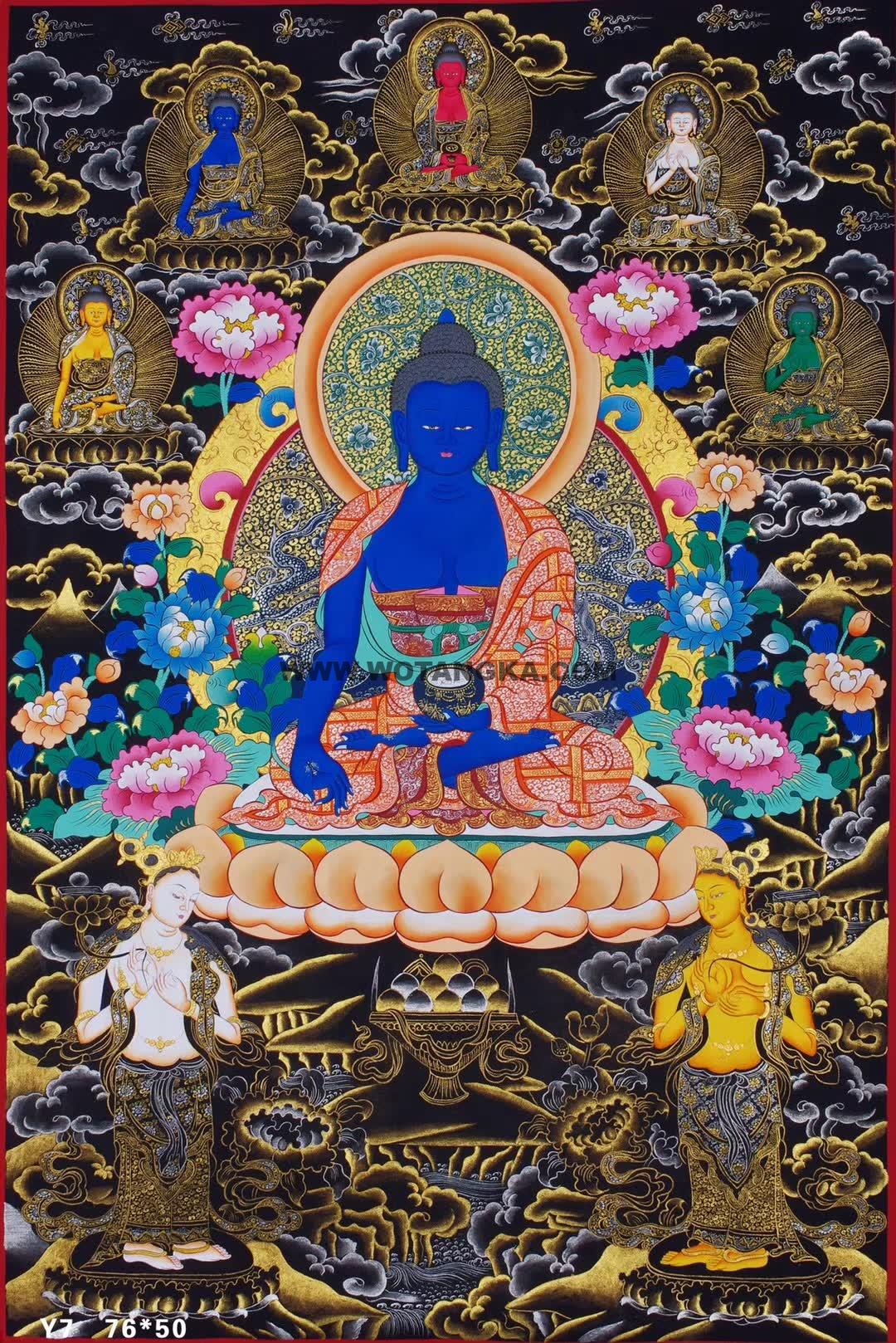 编号158-450947：彩绘唐卡-药师佛（76*50CM左右）