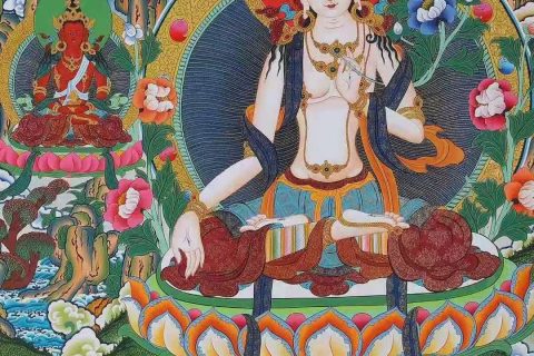 编号158-511173：彩绘唐卡-白度母（75*50CM左右）