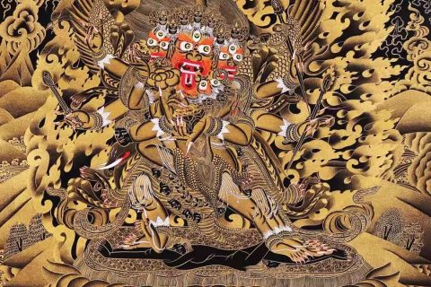 编号188-387535：黑金唐卡-普巴金刚（60*47CM左右）