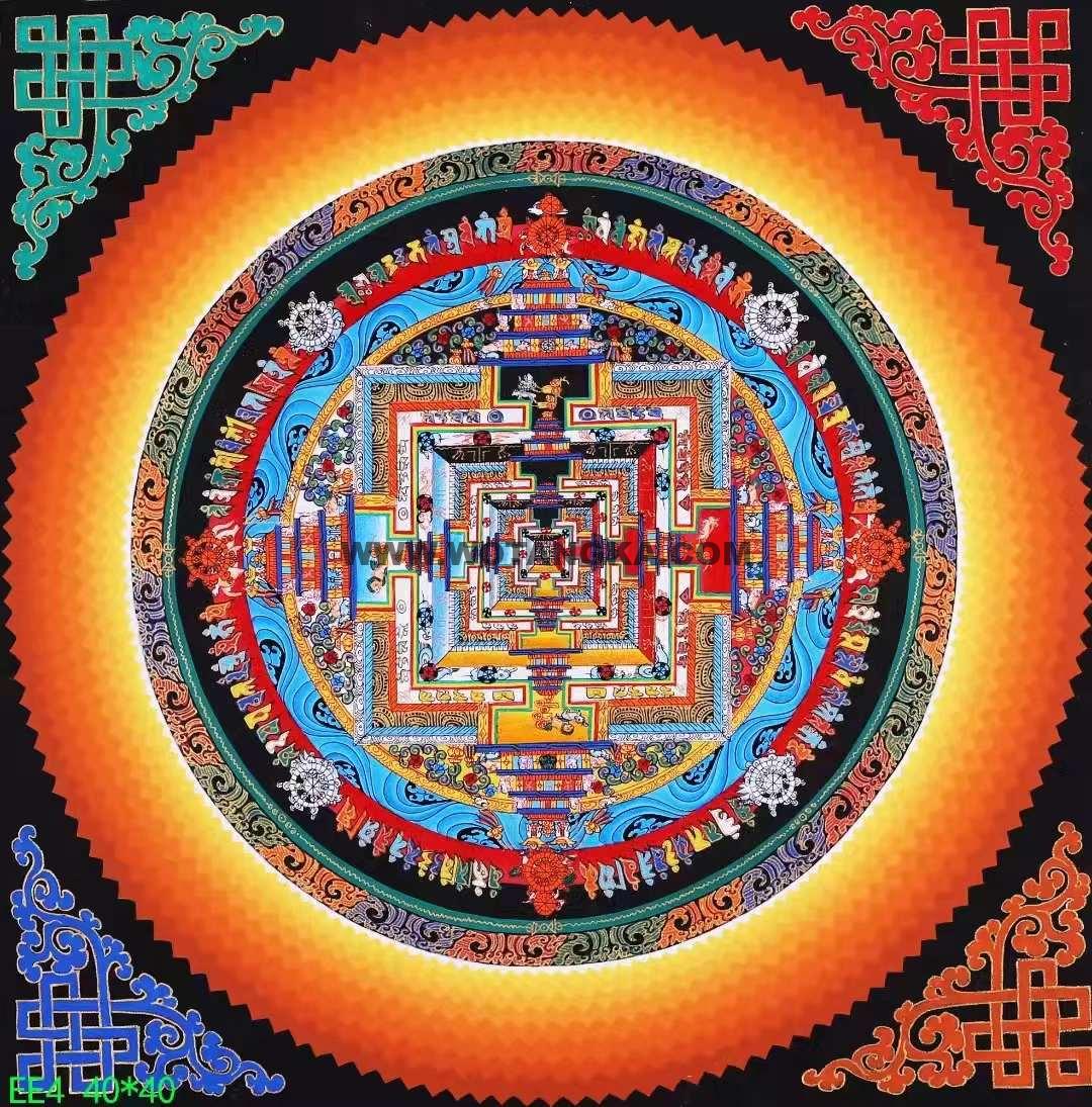 编号138-561807：彩绘唐卡-时轮金刚坛城（40*40CM左右）