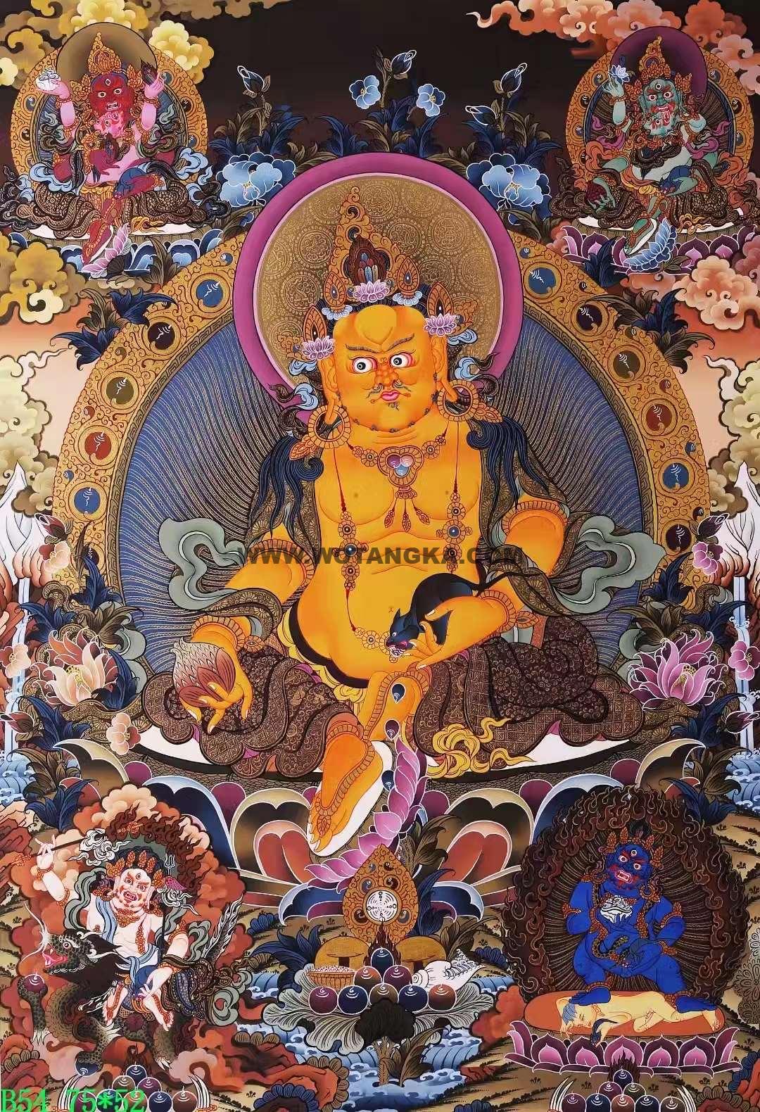 编号138-555485：彩绘唐卡-五方财神（75*52CM左右）