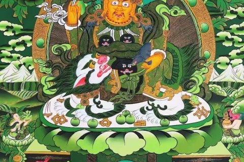 编号138-948447：彩绘唐卡-财宝天王（90*62CM左右）