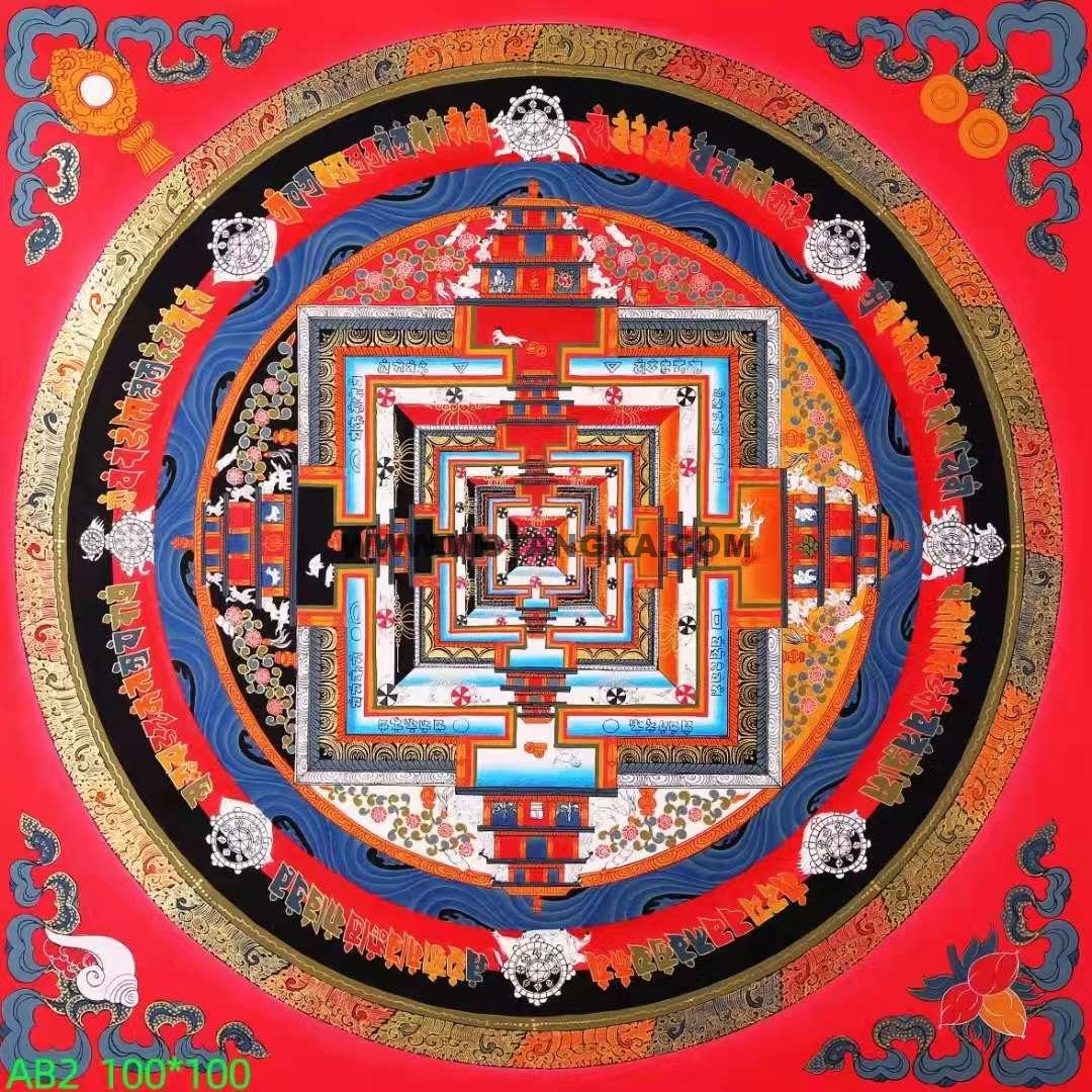编号138-677754：彩绘唐卡-时轮金刚坛城（100*100CM左右）