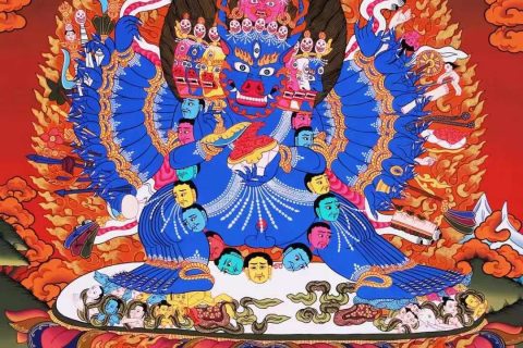 编号138-876161：彩绘唐卡-大威德金刚（72*52CM左右）