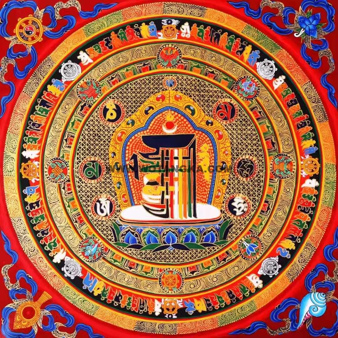 编号138-786175：彩绘唐卡-十相自在坛城（50*50CM左右）