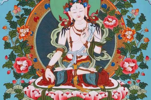 编号138-291126：彩绘唐卡-白度母（76*53CM左右）