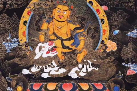 编号138-438032：彩绘唐卡-财宝天王（96*70CM左右）