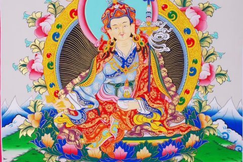 编号158-927710：彩绘唐卡-莲花生大士（105*77CM左右）