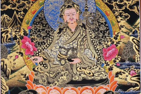 编号188-934429：黑金唐卡-莲花生大士（60*45CM左右）