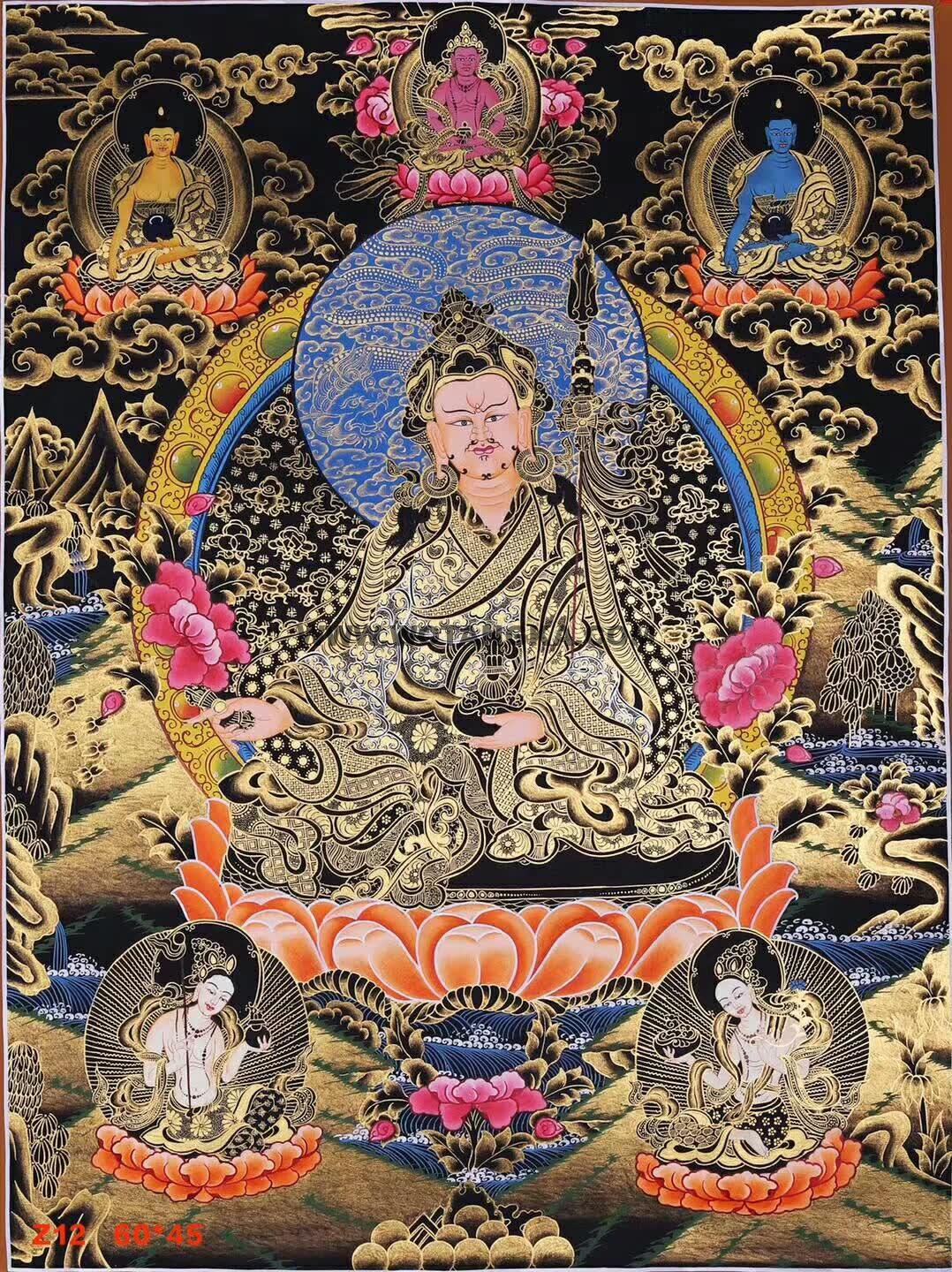 编号188-934429：黑金唐卡-莲花生大士（60*45CM左右）