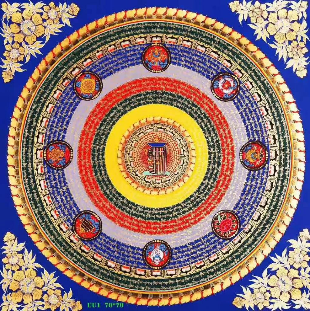 编号138-339723：彩绘唐卡-吉祥八宝坛城（70*70CM左右）