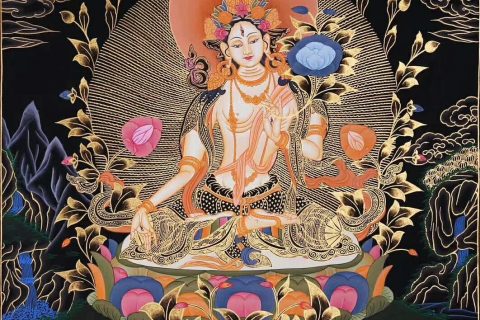编号158-132665：彩绘唐卡-白度母（50*38CM左右）