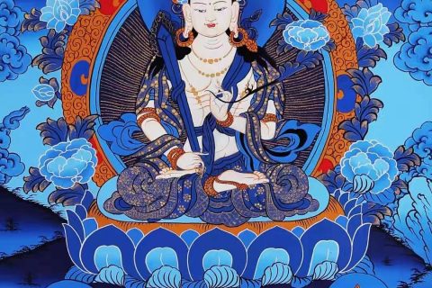 编号138-982350：蓝金唐卡-虚空藏菩萨（60*45CM左右）