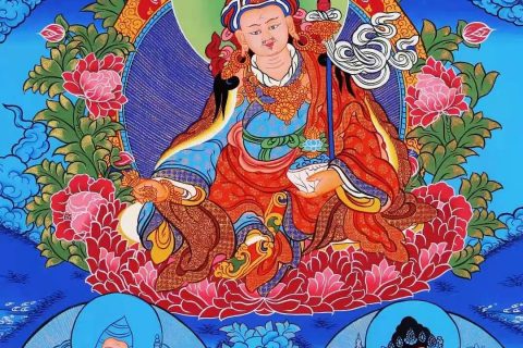 编号188-668682：蓝金唐卡-莲花生大士（60*45CM左右）