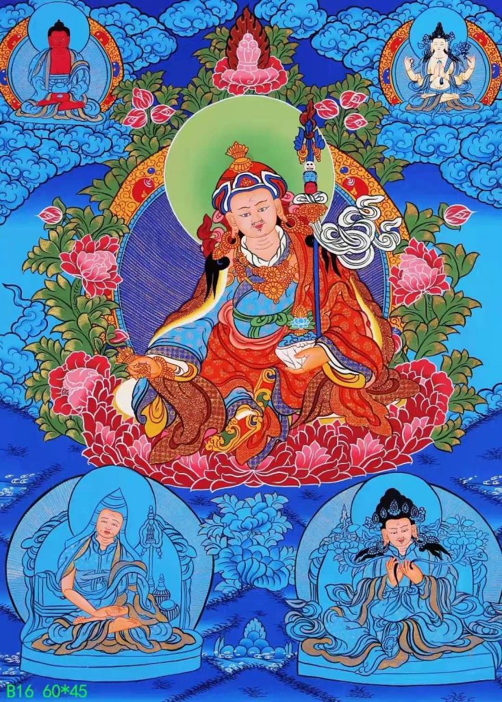 编号188-668682：蓝金唐卡-莲花生大士（60*45CM左右）