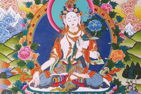 编号138-548735：彩绘唐卡-白度母（84*60CM左右）