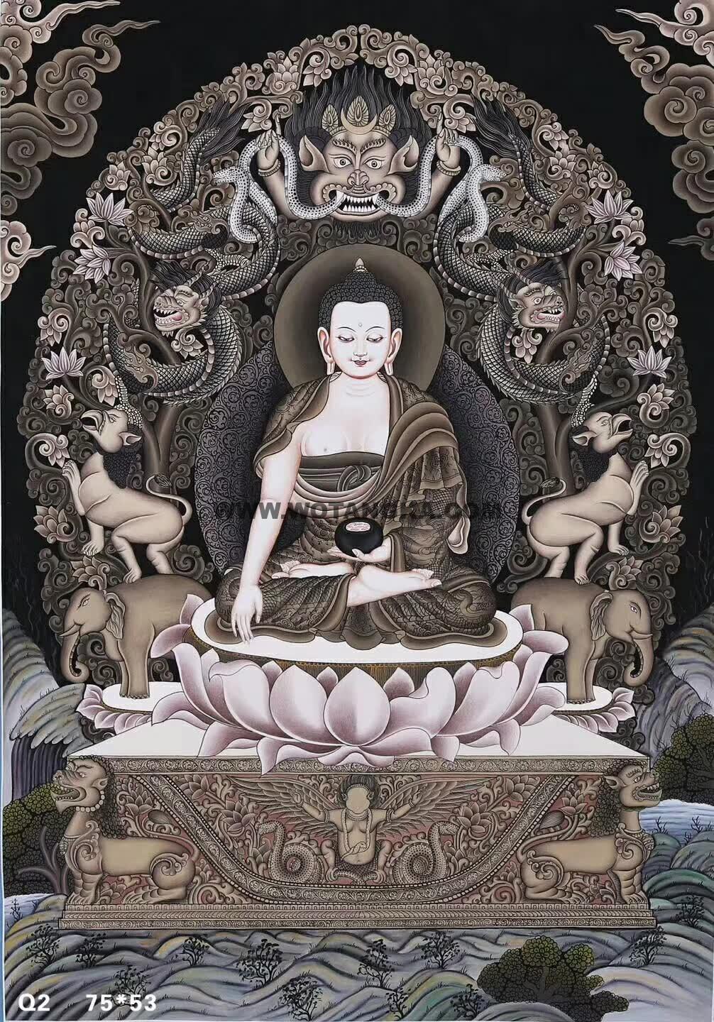 编号158-355584：彩绘唐卡-药师佛（75*53CM左右）