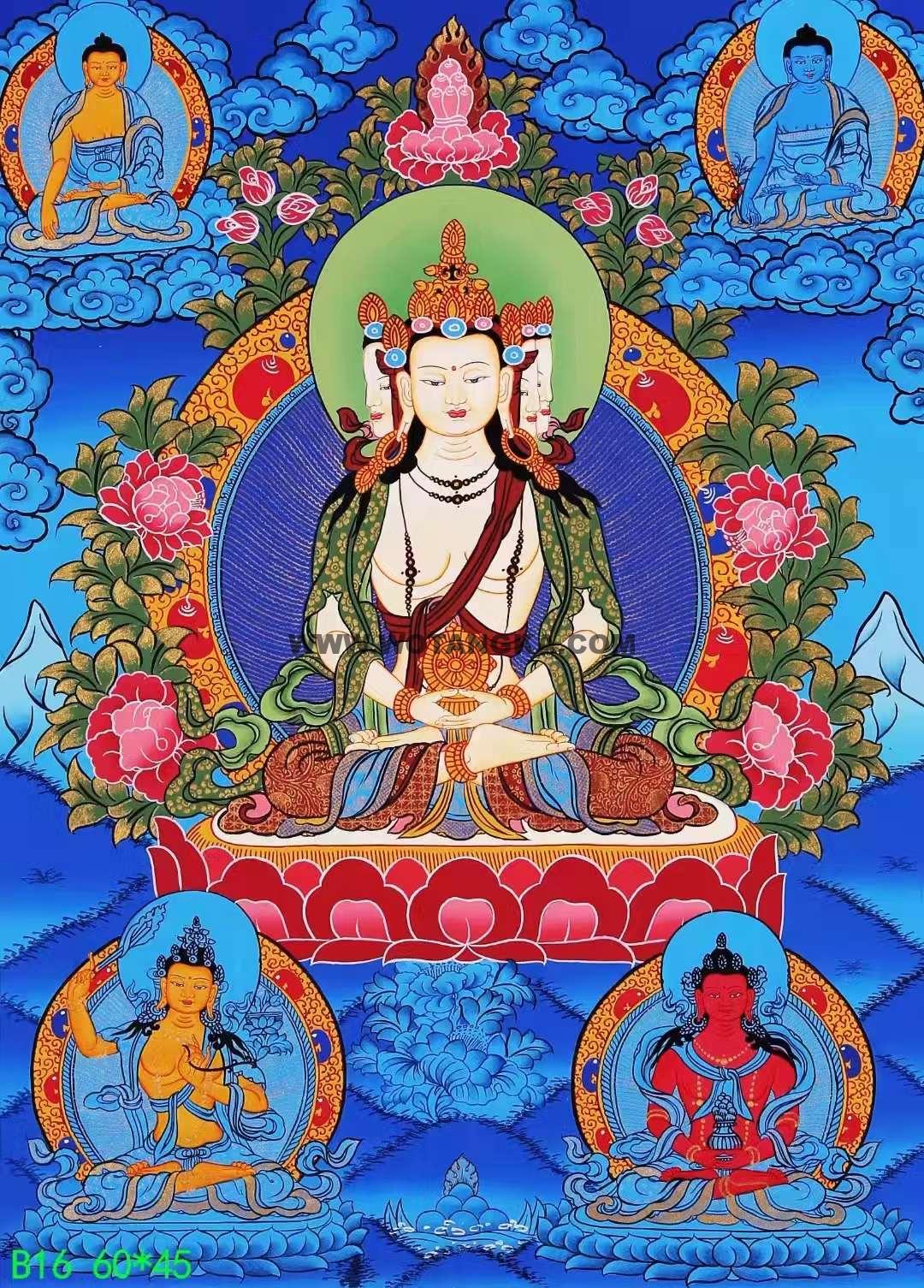 编号138-934405：蓝金唐卡-四面大日如来（60*45CM左右）