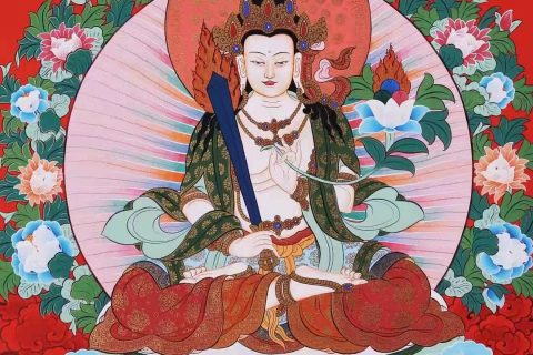 编号138-994531：彩绘唐卡-虚空藏菩萨（75*53CM左右）