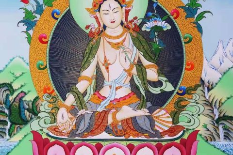 编号138-130636：彩绘唐卡-白度母（64*49CM左右）