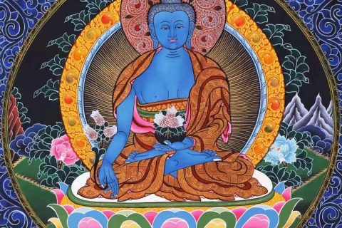 编号138-636070：彩绘唐卡-药师佛（60*46CM左右）
