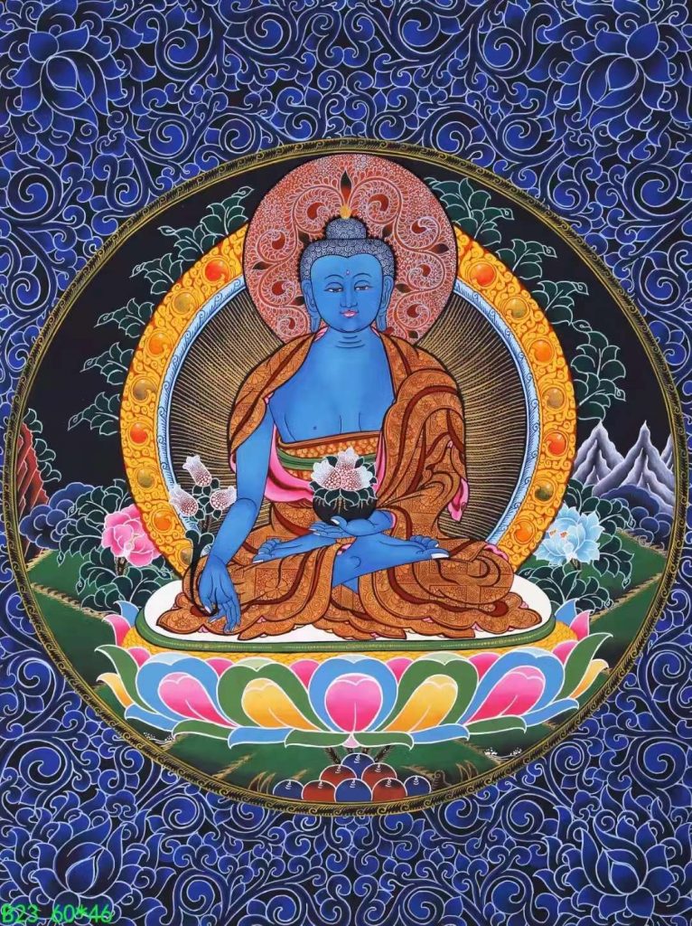 编号138-636070：彩绘唐卡-药师佛（60*46CM左右）