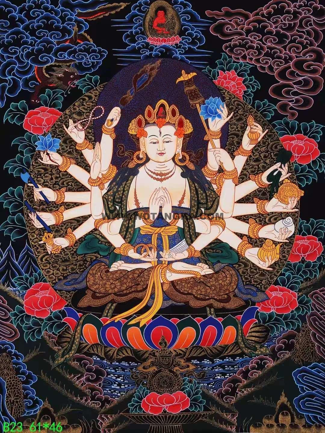 编号138-463595：彩绘唐卡-准提佛母（61*46CM左右）