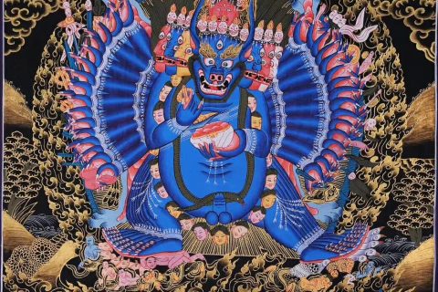 编号158-422480：黑金唐卡-大威德金刚（62*45CM左右）