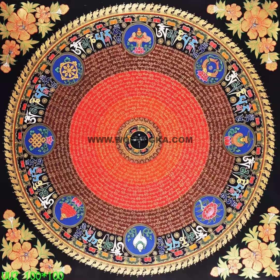 编号138-536654：彩绘唐卡-吉祥八宝坛城（100*100CM左右）