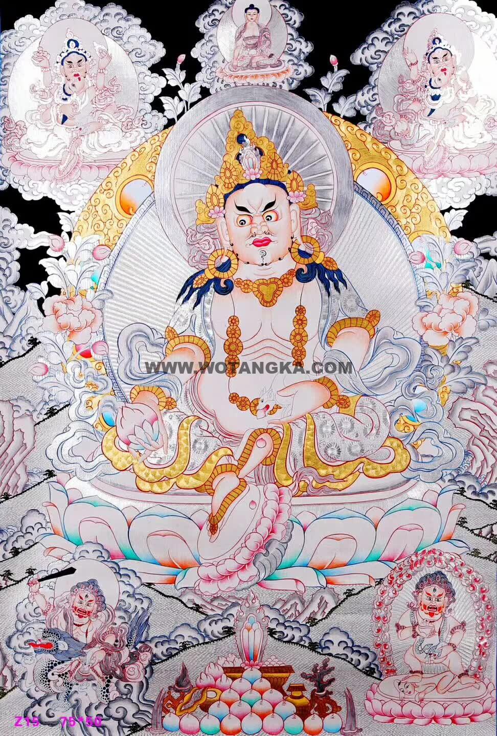 编号158-705192：白银唐卡-五方财神（75*50CM左右）