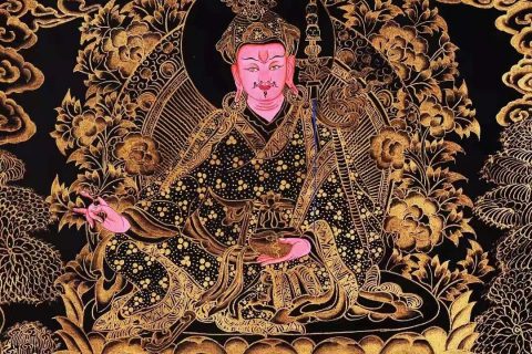 编号138-893300：黑金唐卡-莲花生大士（75*51CM左右）