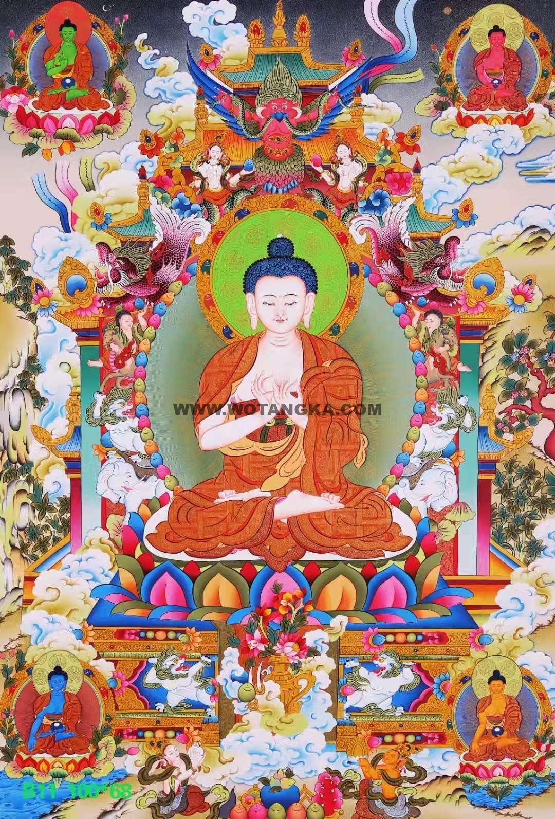 编号138-852620：彩绘唐卡-五方佛（100*68CM左右）