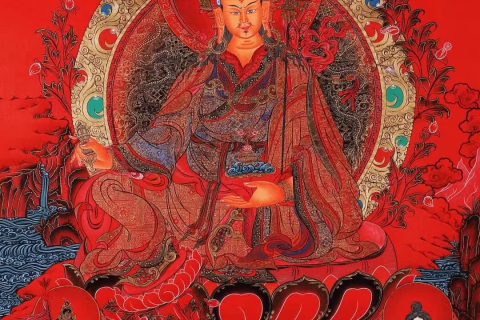 编号158-627017：红金唐卡-莲花生大士（76*50CM左右）