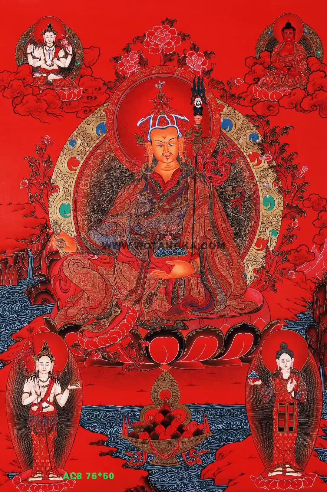 编号158-627017：红金唐卡-莲花生大士（76*50CM左右）