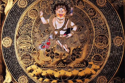 编号158-524035：黑金唐卡-白财神坛城（70*70CM左右）