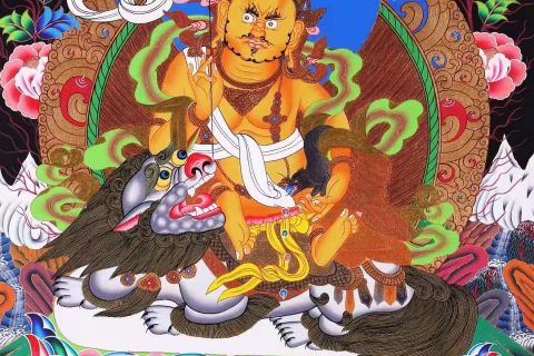 编号138-359343：彩绘唐卡-财宝天王（75*50CM左右）