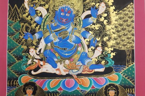 编号188-684265：彩绘唐卡-六臂玛哈嘎拉（60*45CM左右）