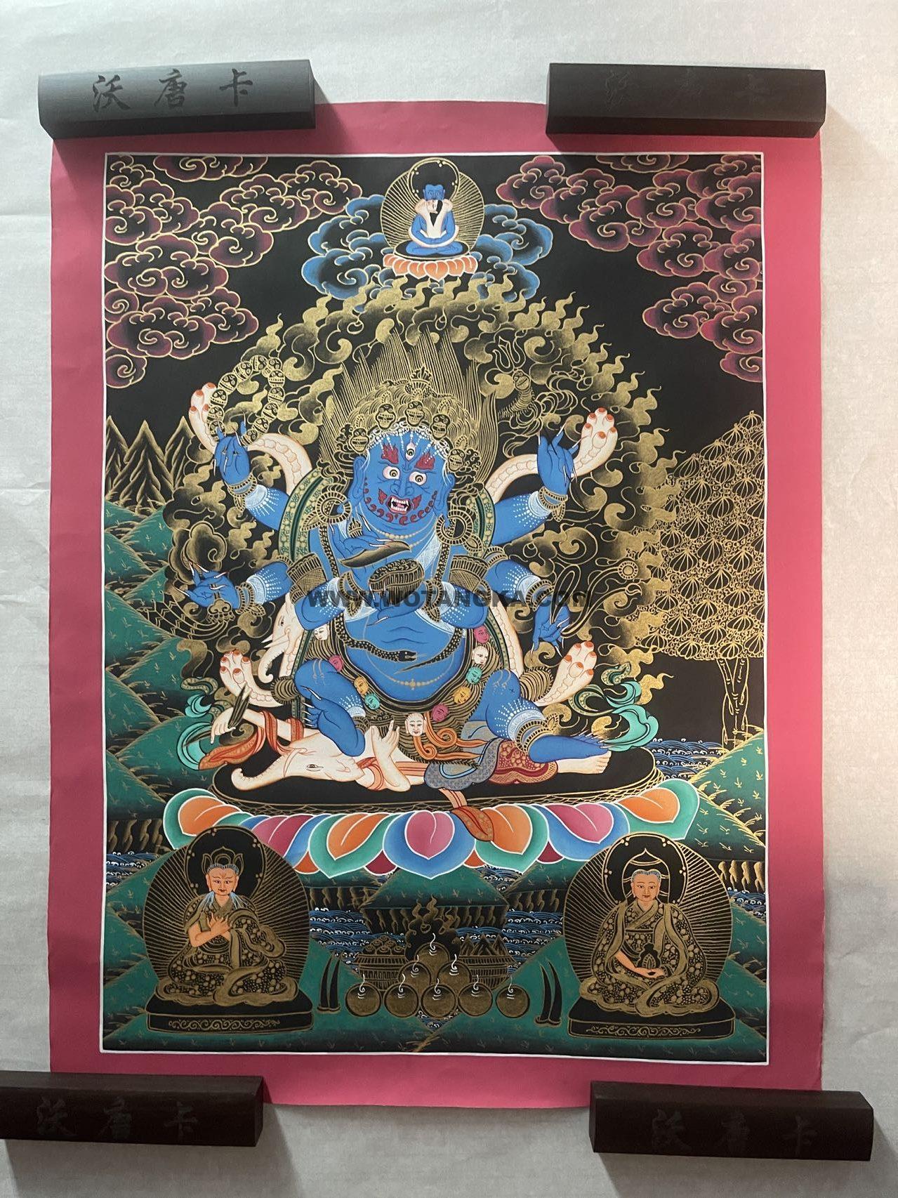 编号188-684265：彩绘唐卡-六臂玛哈嘎拉（60*45CM左右）