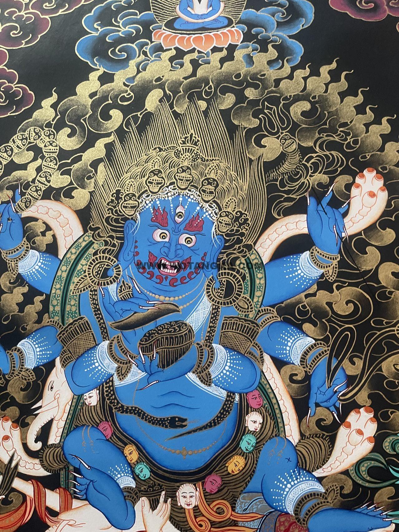 编号188-684265：彩绘唐卡-六臂玛哈嘎拉（60*45CM左右）