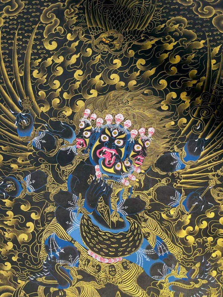 编号188-358194：黑金唐卡-普巴金刚（90*70CM左右）