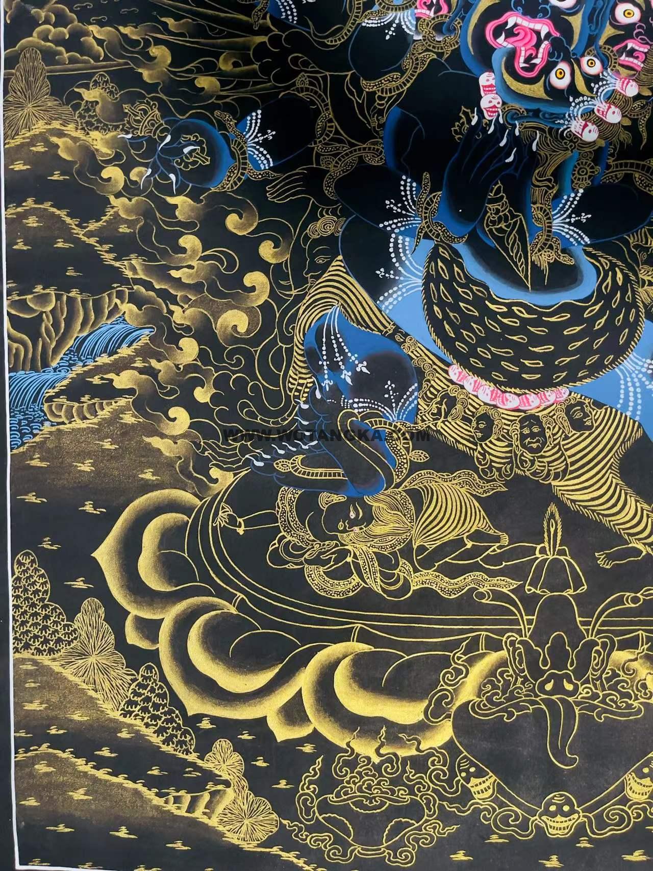 编号188-358194：黑金唐卡-普巴金刚（90*70CM左右）