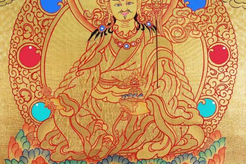 编号138-460125：黄金唐卡-莲花生大士（20*30CM左右）