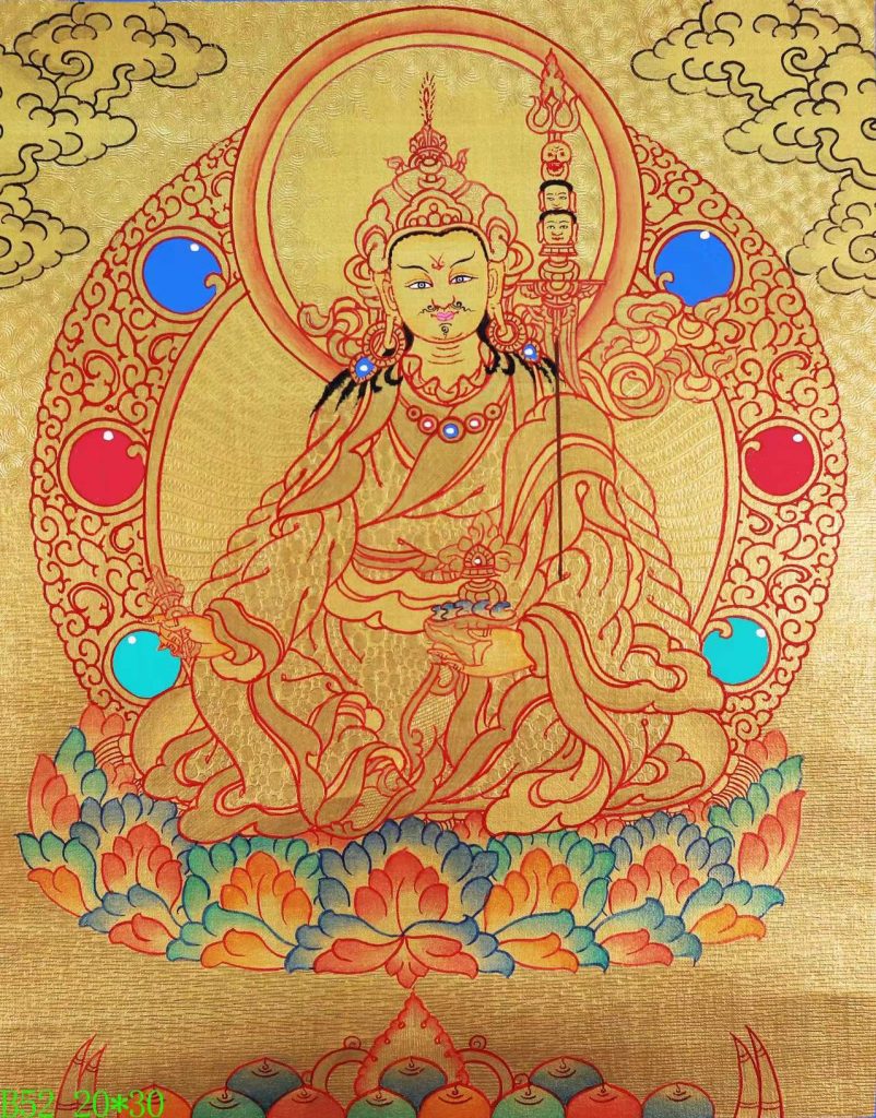 编号138-460125：黄金唐卡-莲花生大士（20*30CM左右）