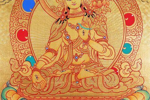 编号138-700709：黄金唐卡-白度母（20*30CM左右）
