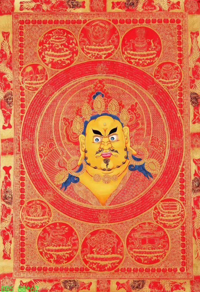 编号138-551854：红金唐卡-黄财神佛头吉祥八宝坛城（88*62CM左右）