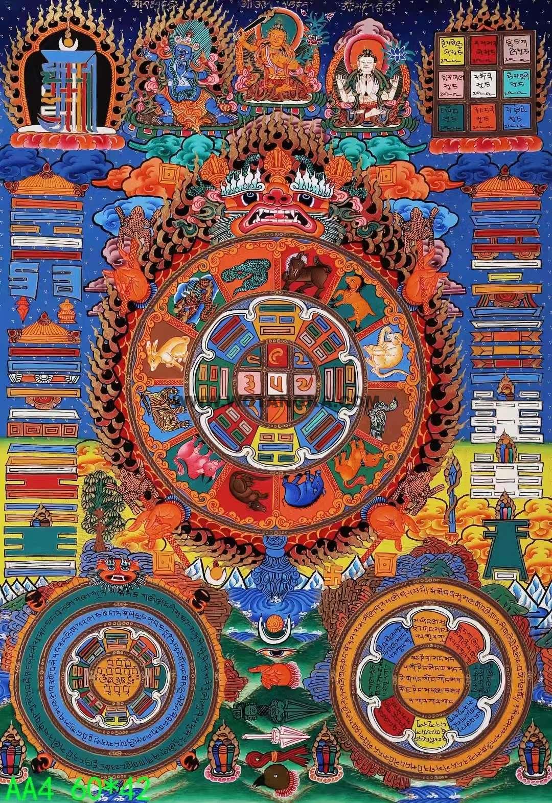 编号138-909860：彩绘唐卡-九宫八卦（60*42CM左右）