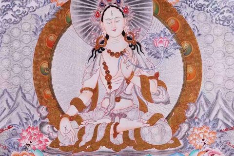 编号138-768263：白银唐卡-白度母（76*50CM左右）