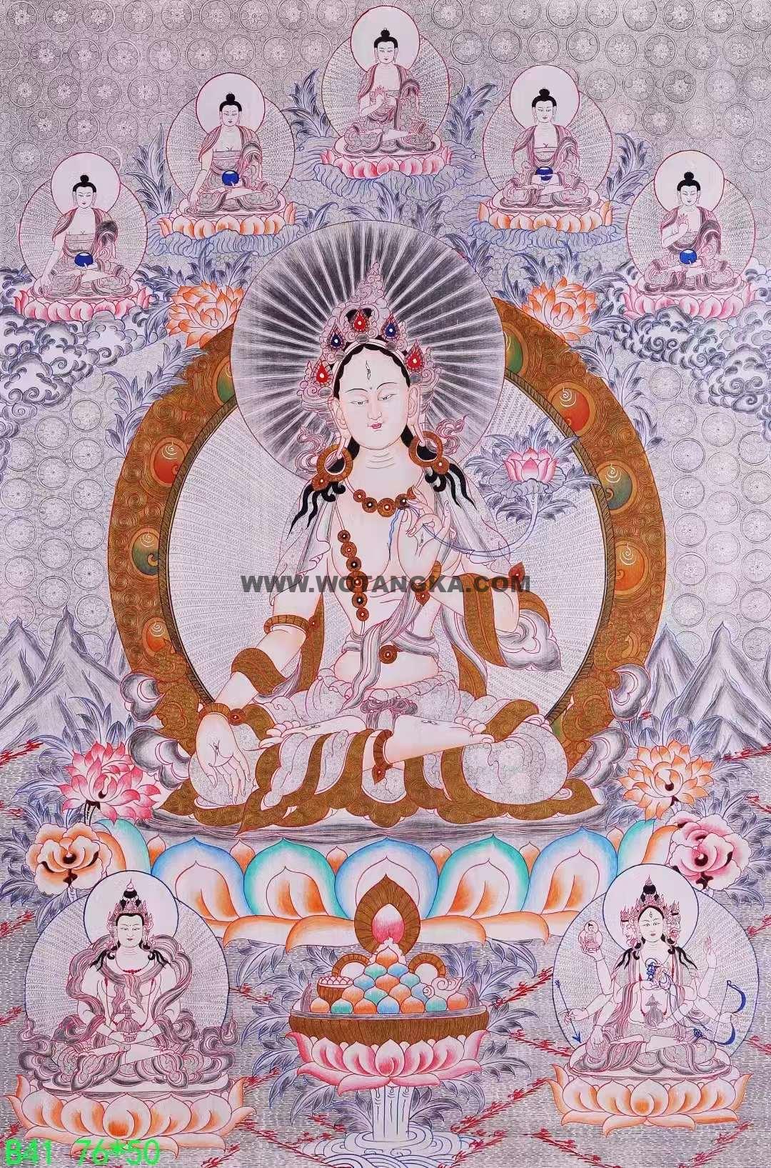 编号138-768263：白银唐卡-白度母（76*50CM左右）
