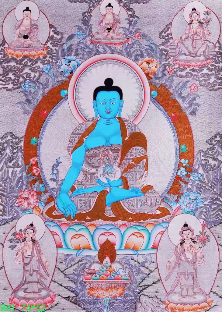 编号138-542439：白银唐卡-药师佛（74*52CM左右）
