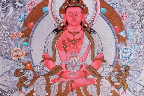 编号138-992209：白银唐卡-长寿佛（75*50CM左右）